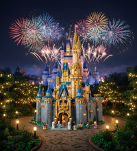 Toy castle model with detailed architecture and characters on a transparent background