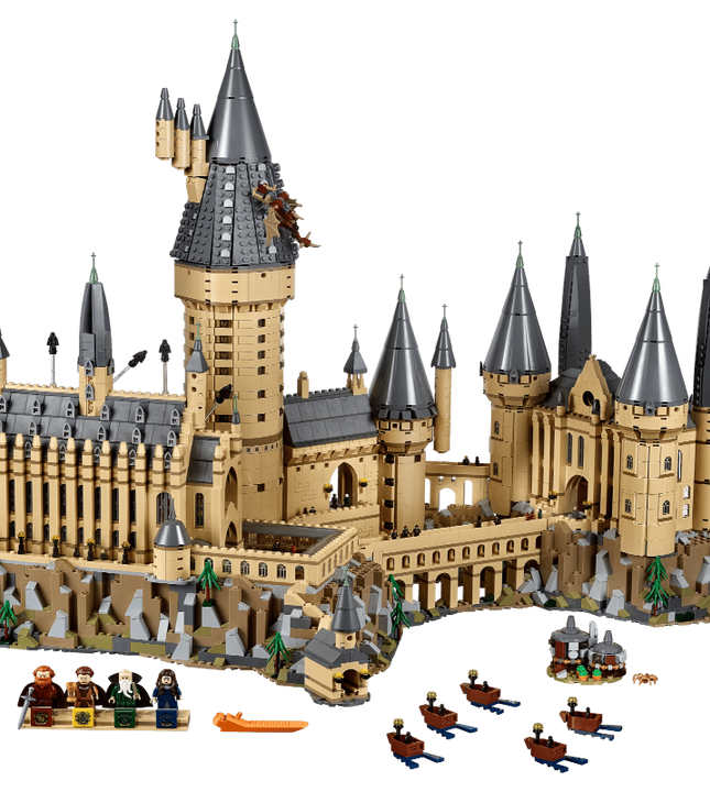 Large-scale model of a castle with detailed architecture on a transparent background