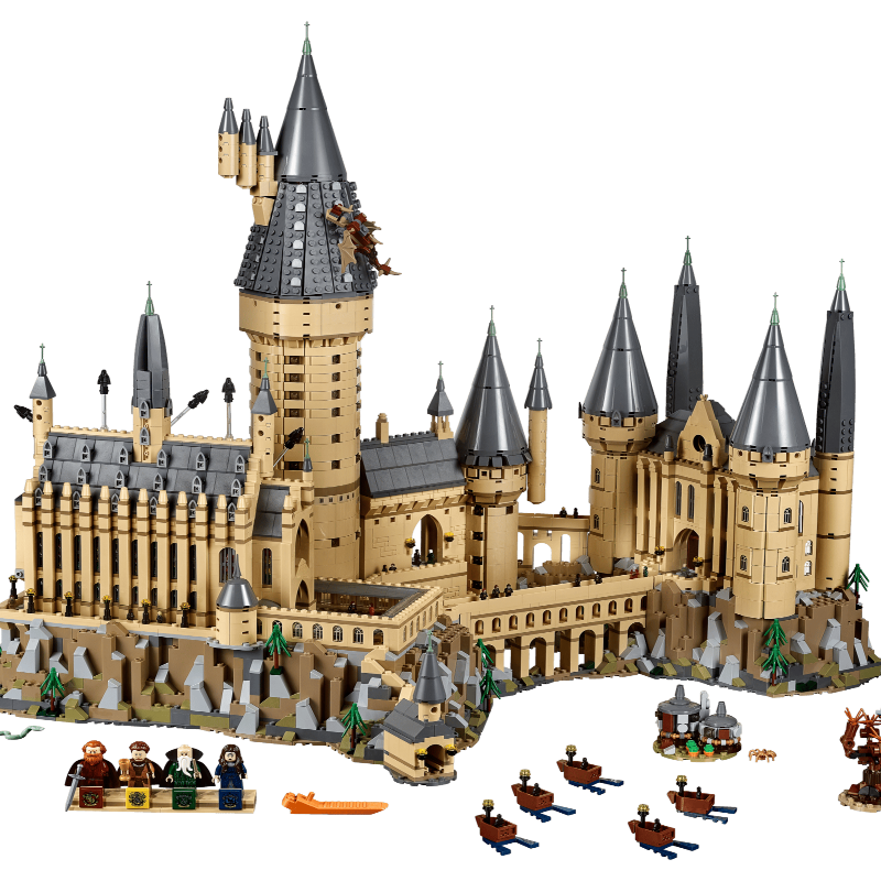 Large-scale model of a castle with detailed architecture on a transparent background