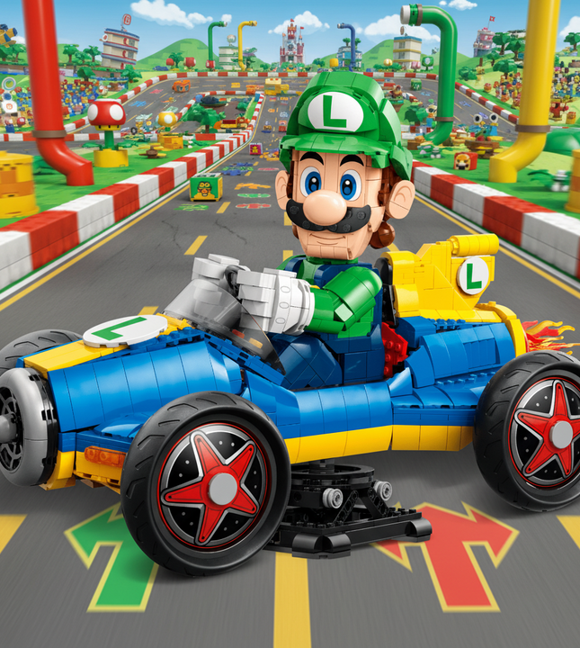 Classic Green Plumber Racing Kart Building Block Set