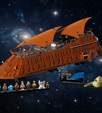Toy spaceship model with figures and display stand on a transparent background