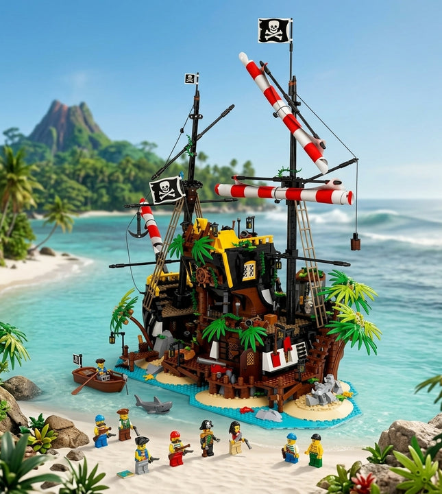 Island Shipwreck Haven & Modular 3-Masted Pirate Ship