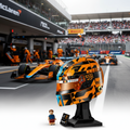 Racing Legend Teal & Papaya Driver Helmet Display Set with Minifigure (Display Plaque Included)